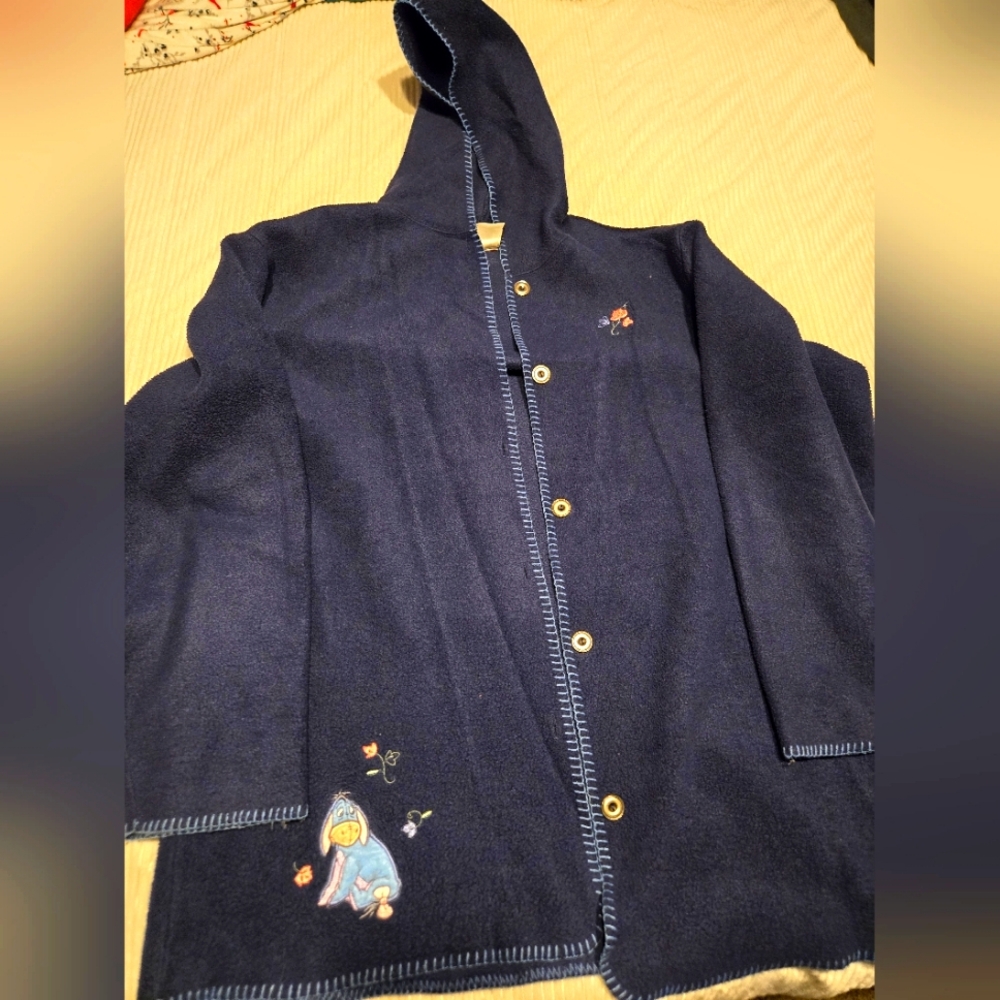 Vintage Navy Blue Hooded Cardigan with Eeyore